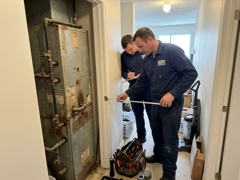 Old rusted McQuay fan coil cabinet from the late 1990s pulled from a Toronto suite