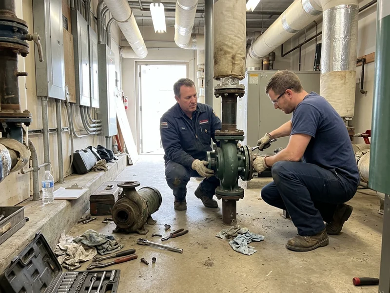Grundfos primary pump replacement in the Humber Bay mechanical room