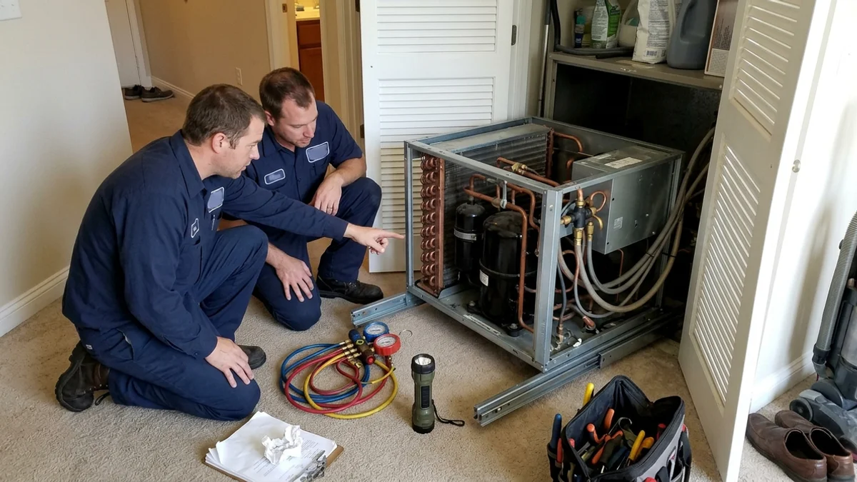 Trane Axiom heat pump removal from a Thornhill suite closet